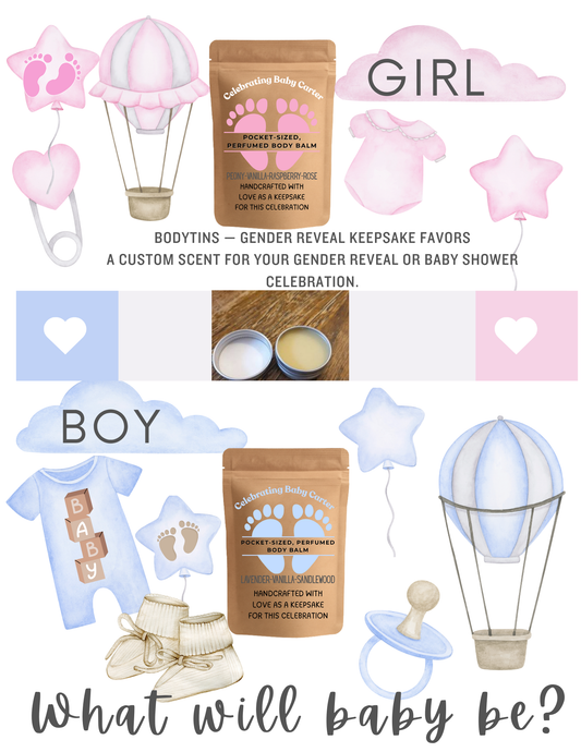 Custom Baby Shower or Gender Reveal Keepsakes Scented Body Balm